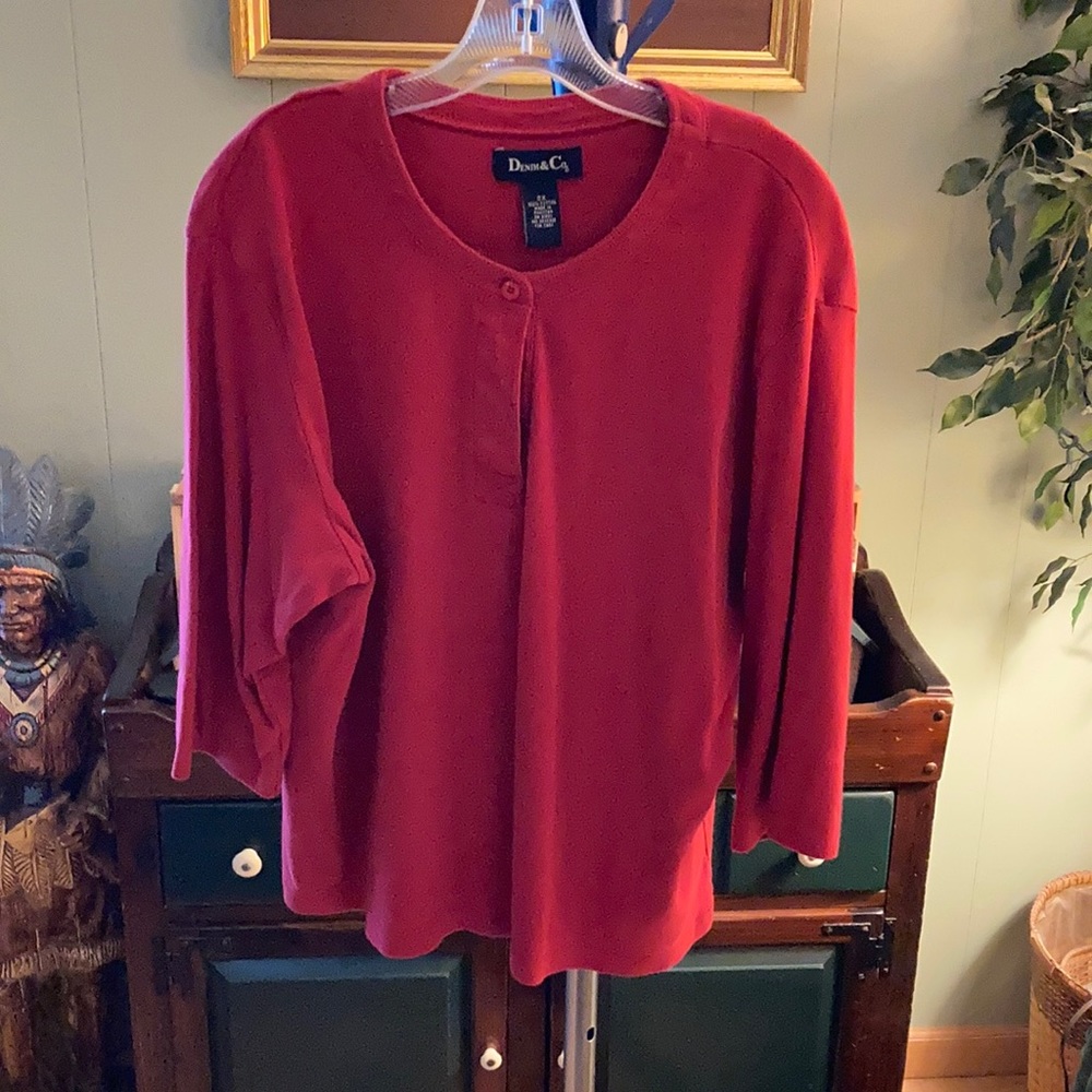 Denim & Co. 3/4 length sleeve cotton shirt 2X